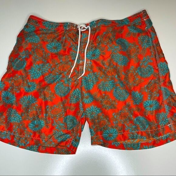 XXL Trunks Red-Teal-Rust Floral Pattern Swim Trunks‎ - Picture 4 of 5